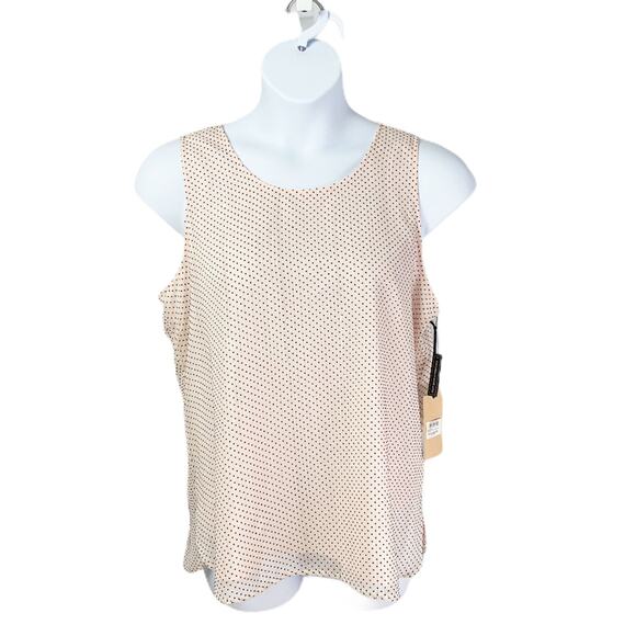 Halogen Tank Top Blush Silver Thread Polka Dot Large NEW - Picture 1 of 9